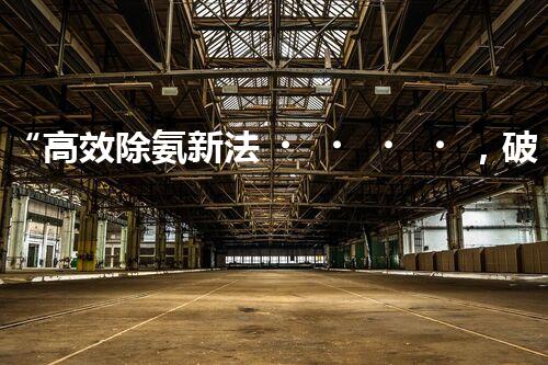 “高效除氨新法，破解氨氮廢水超標難題”